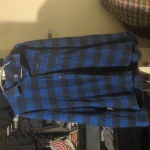 Blue/Black Plaid Flannel Button-Up